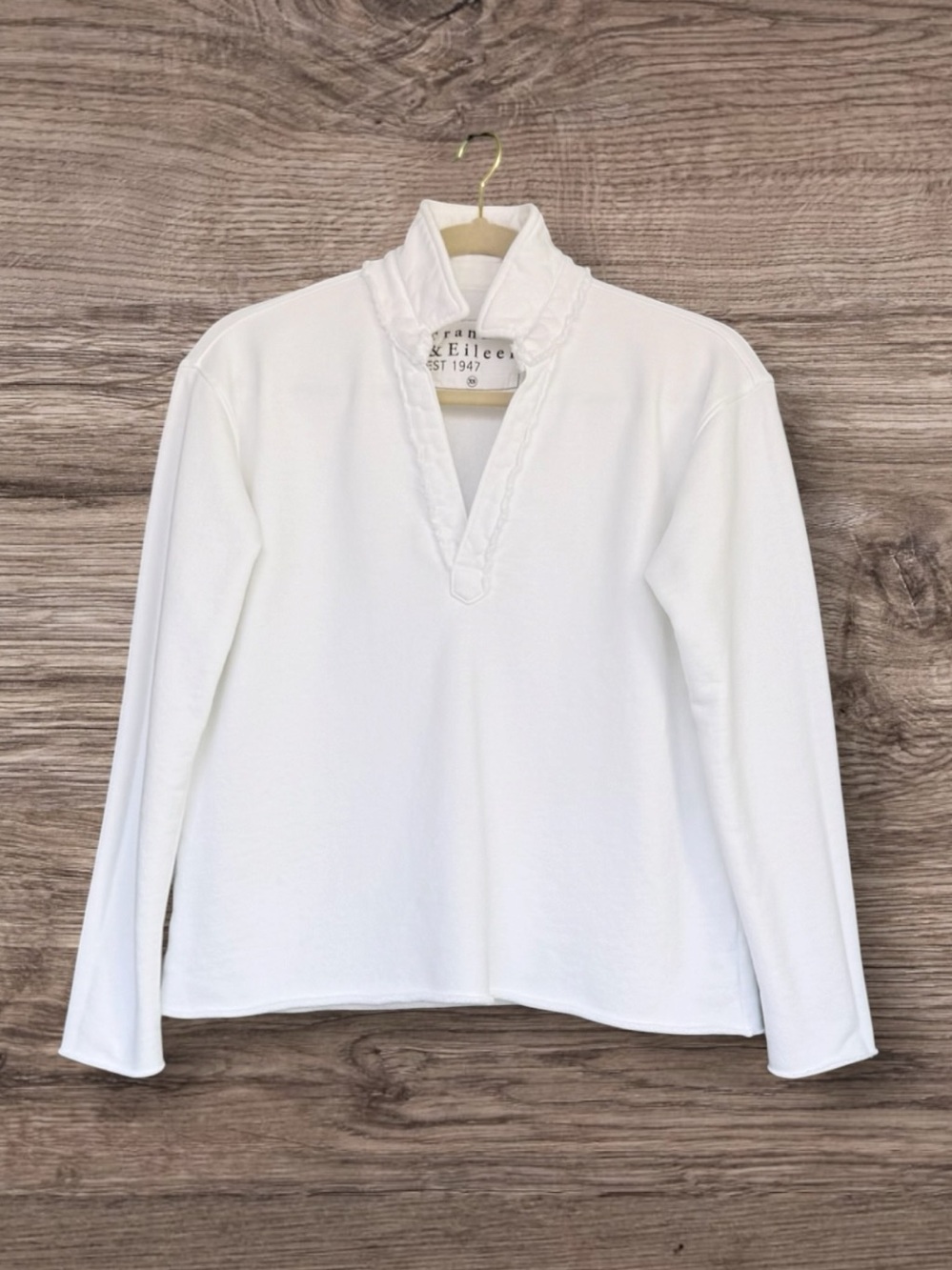 Frank & Eileen Patrick Popover Henley Triple Terry Cotton White XS